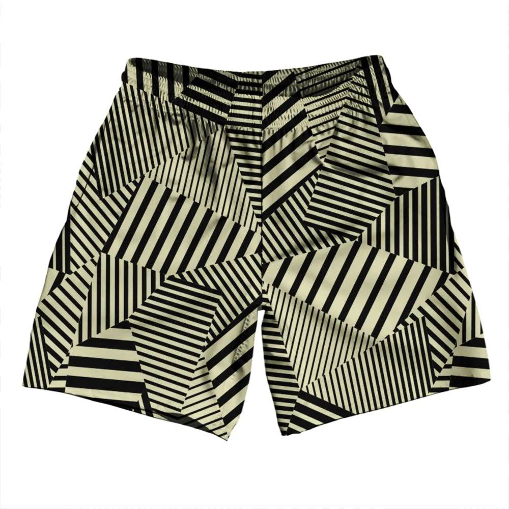 Multiple Lines Pattern Athletic Running Fitness Exercise Shorts 7" Inseam Shorts Made In USA