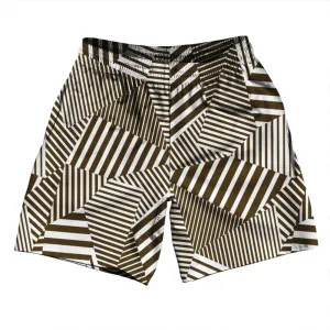 Multiple Lines Pattern Athletic Running Fitness Exercise Shorts 7" Inseam Shorts Made In USA