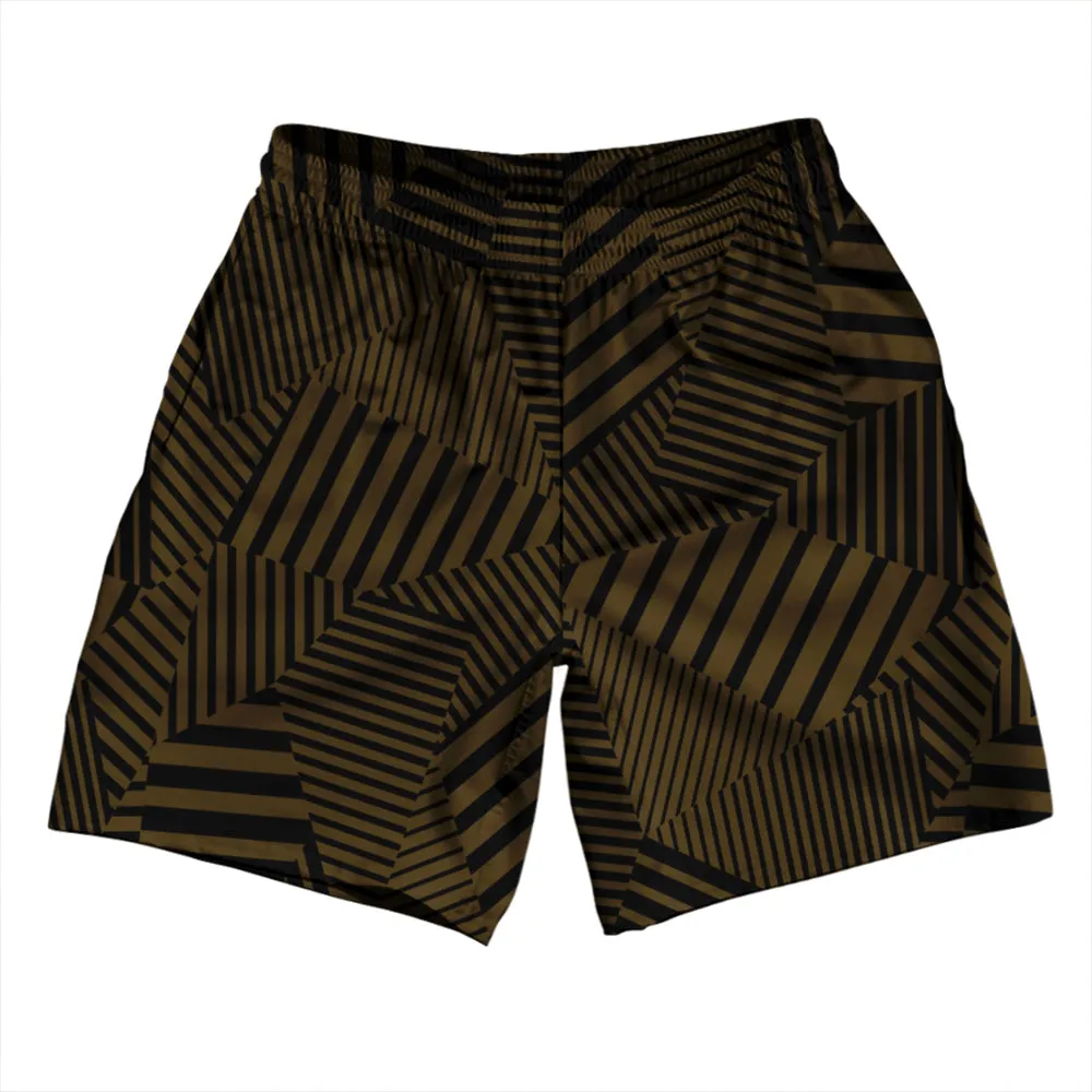 Multiple Lines Pattern Athletic Running Fitness Exercise Shorts 7" Inseam Shorts Made In USA