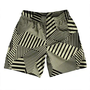 Multiple Lines Pattern Athletic Running Fitness Exercise Shorts 7" Inseam Shorts Made In USA