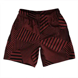 Multiple Lines Pattern Athletic Running Fitness Exercise Shorts 7" Inseam Shorts Made In USA