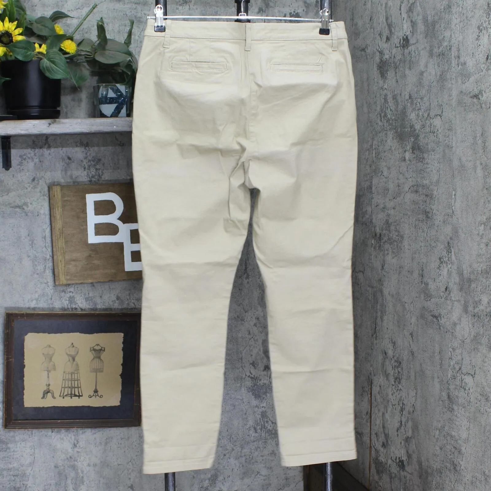 Nautica Jeans Womens Chino Ankle Pants 1784510 Khaki Brown 10