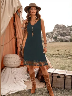 Navy Blue Lace Detail Mini Dress