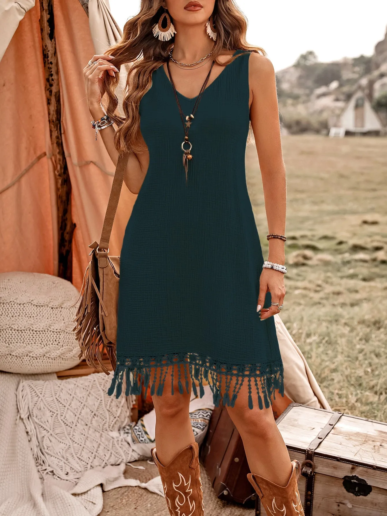 Navy Blue Lace Detail Mini Dress