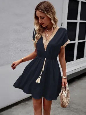 Navy Blue Mini Boho Dress