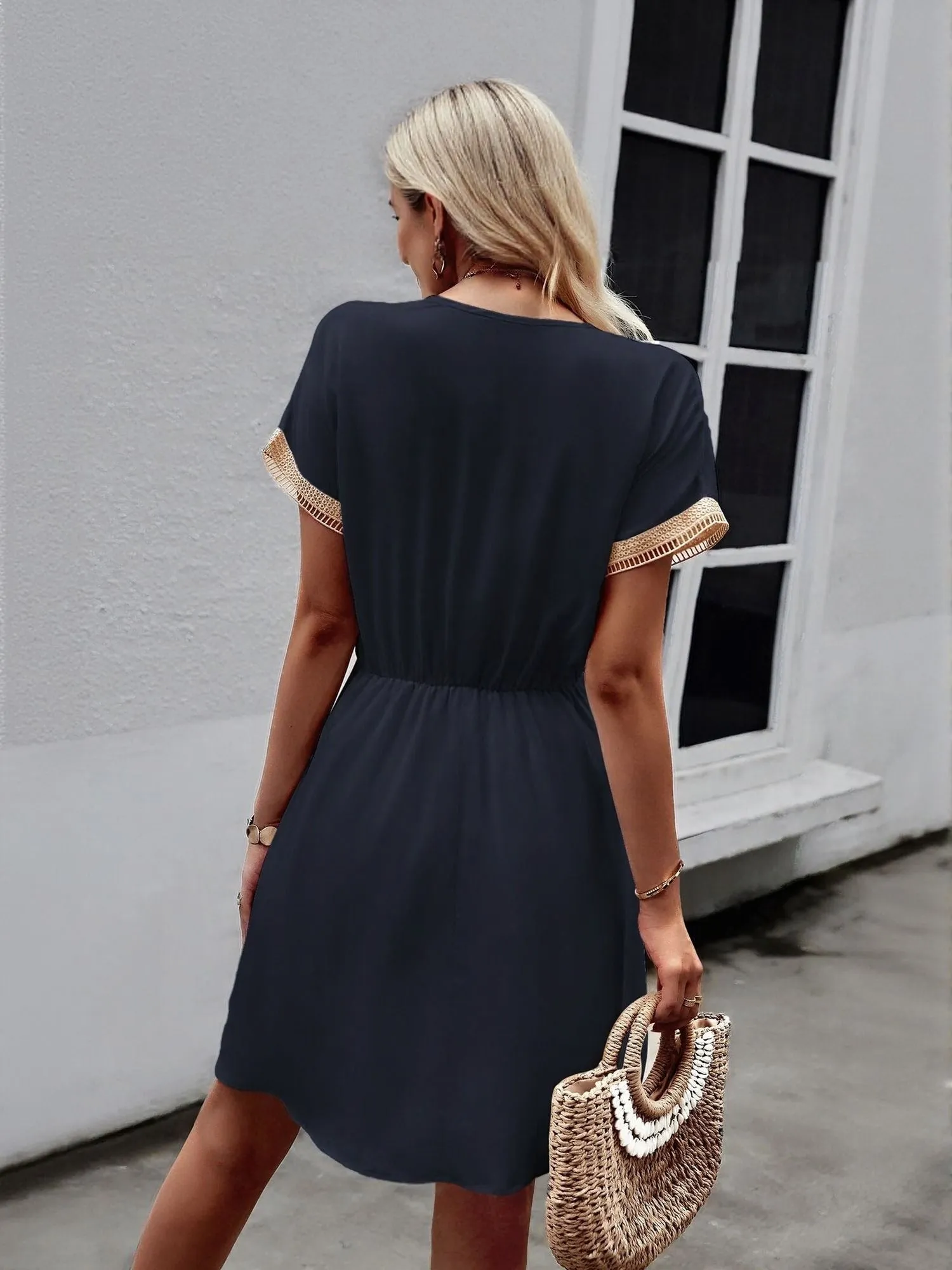Navy Blue Mini Boho Dress