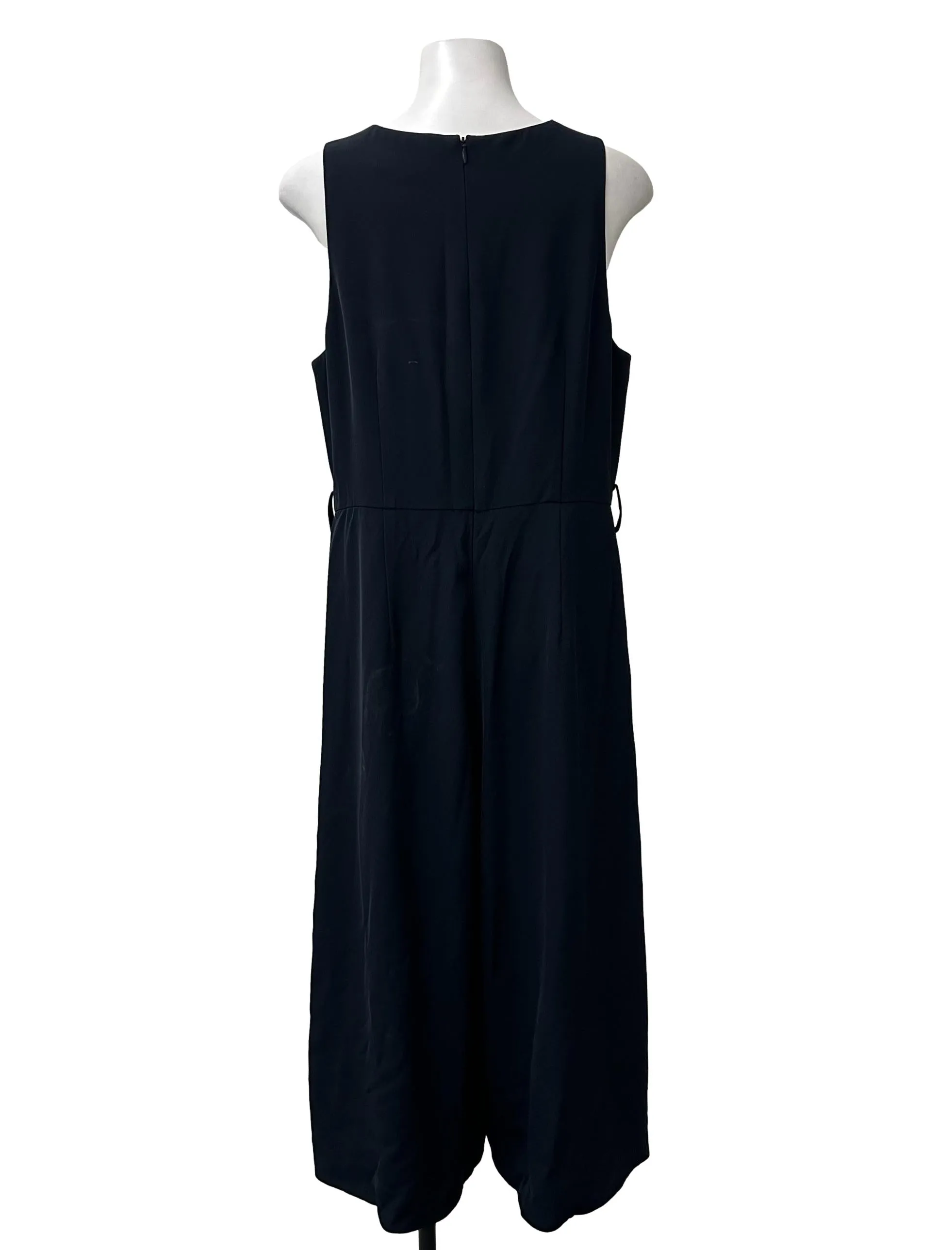 Navy Button Sleeveless Jumpsuit