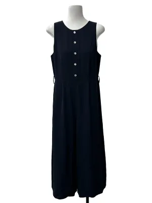 Navy Button Sleeveless Jumpsuit