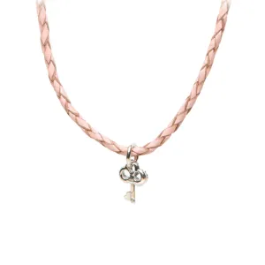 Necklace Leather Braided - Mocha, M (24-26inch/61-66cm)