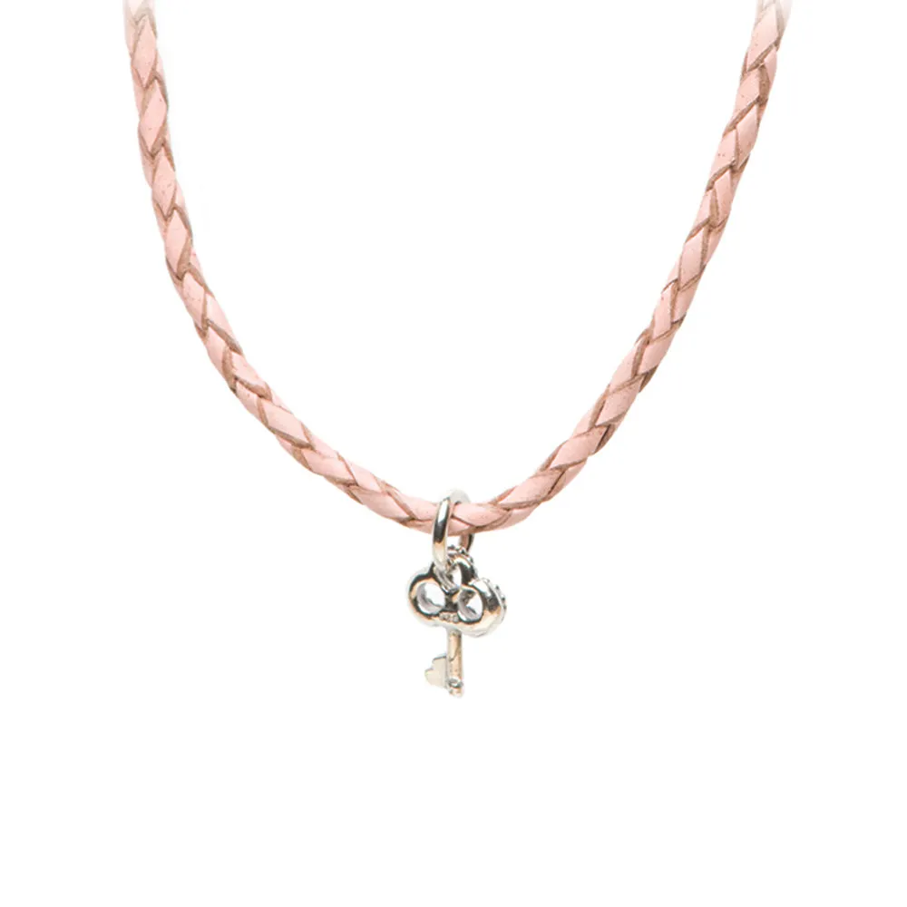 Necklace Leather Braided - Mocha, M (24-26inch/61-66cm)