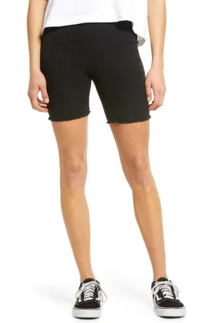 New Nordstrom BP. Ribbed Bike Shorts with scallop hem in Black, Sz S! Fits up to Sz 6