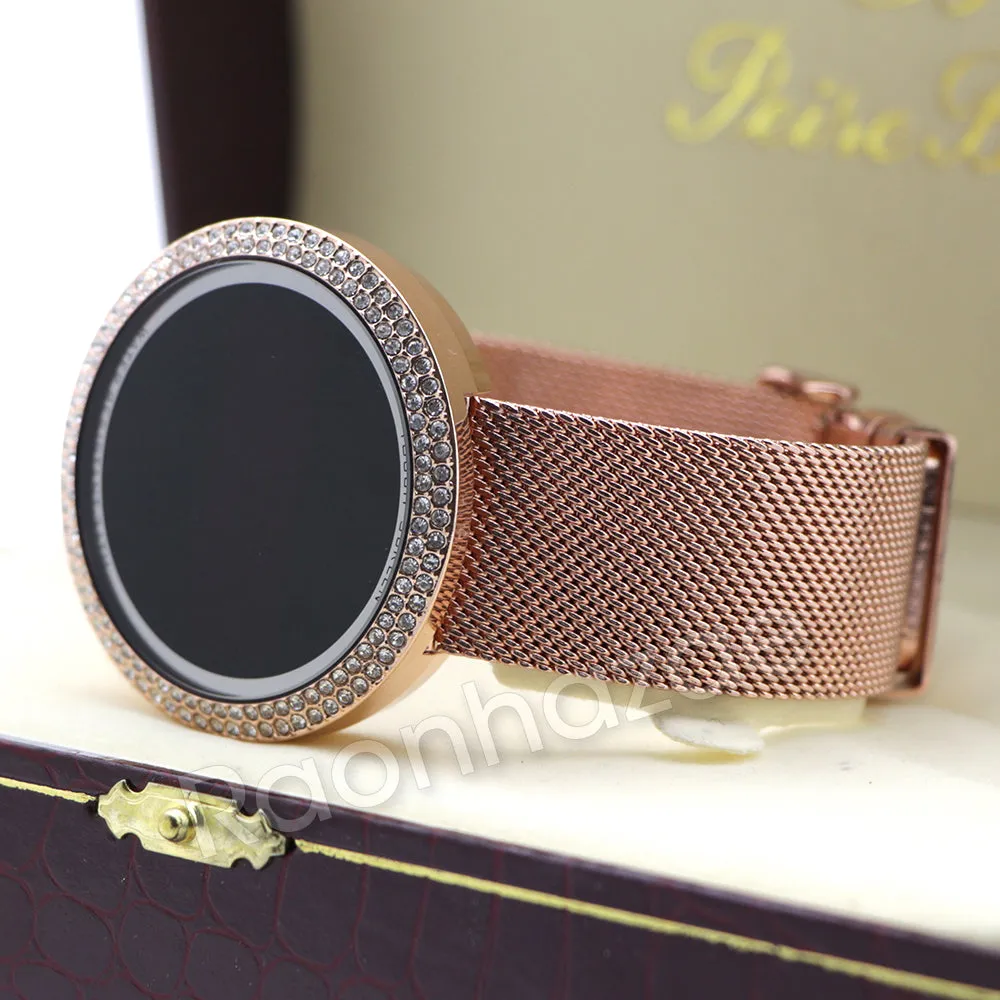 New Rose Gold Digital Smart Watch Mash Band