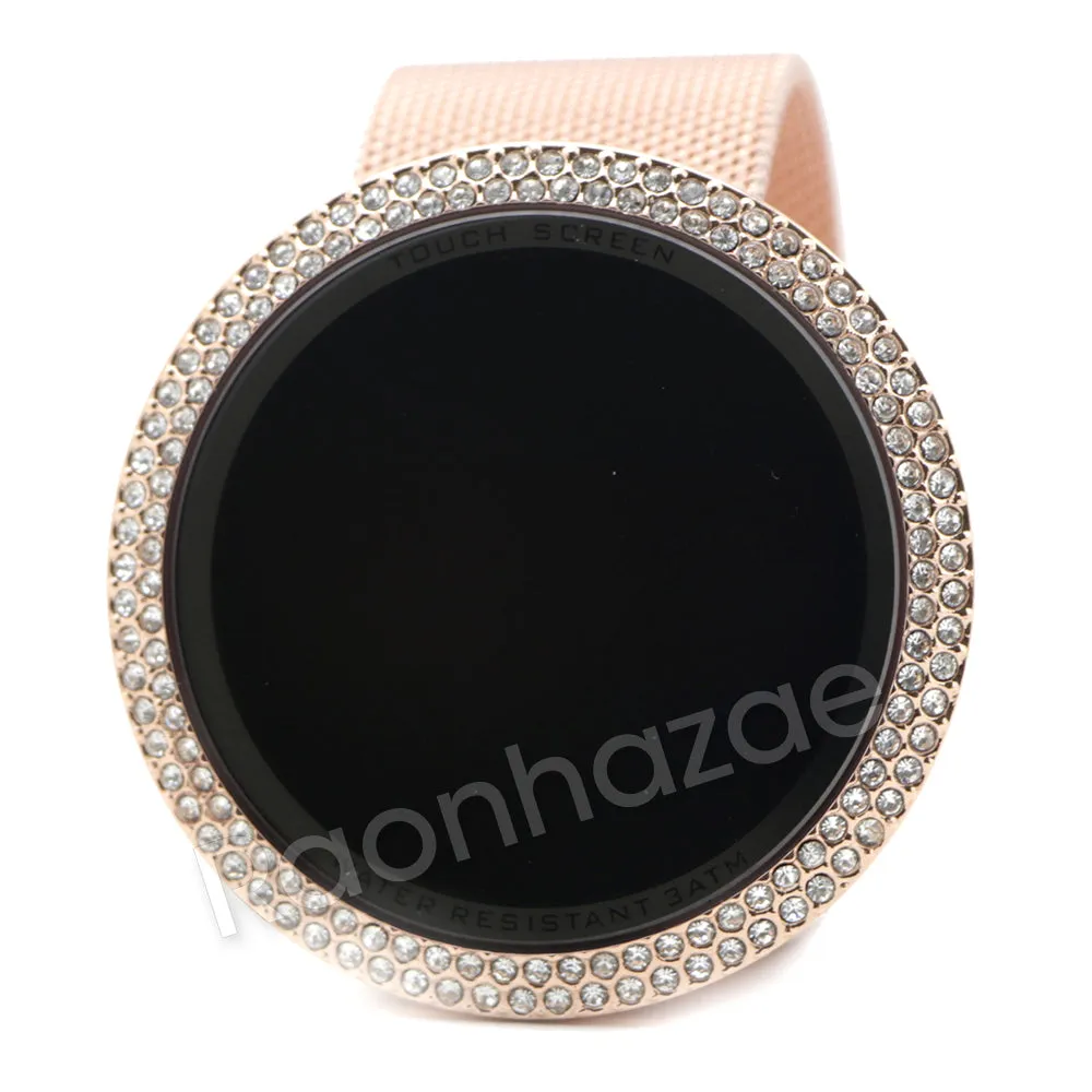 New Rose Gold Digital Smart Watch Mash Band