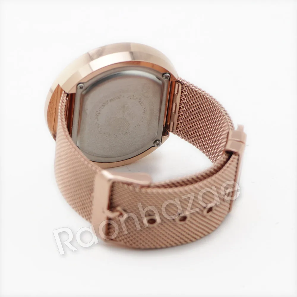 New Rose Gold Digital Smart Watch Mash Band