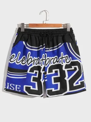 New Shein Men Letter Graphic Color Block Drawstring Waist Shorts, Sz M! Fits True, super comfy, great for women too!