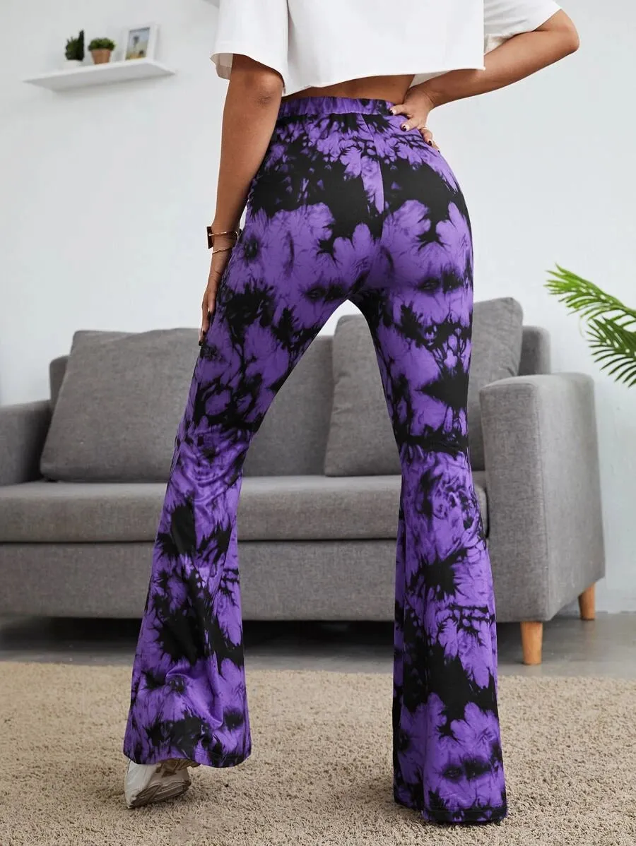 New SHEIN Tie Dye Flare Leg Pants, Sz XS! Rated 4.89 out of 5 stars! "Fits True,obsessed, good quality, super comfy"