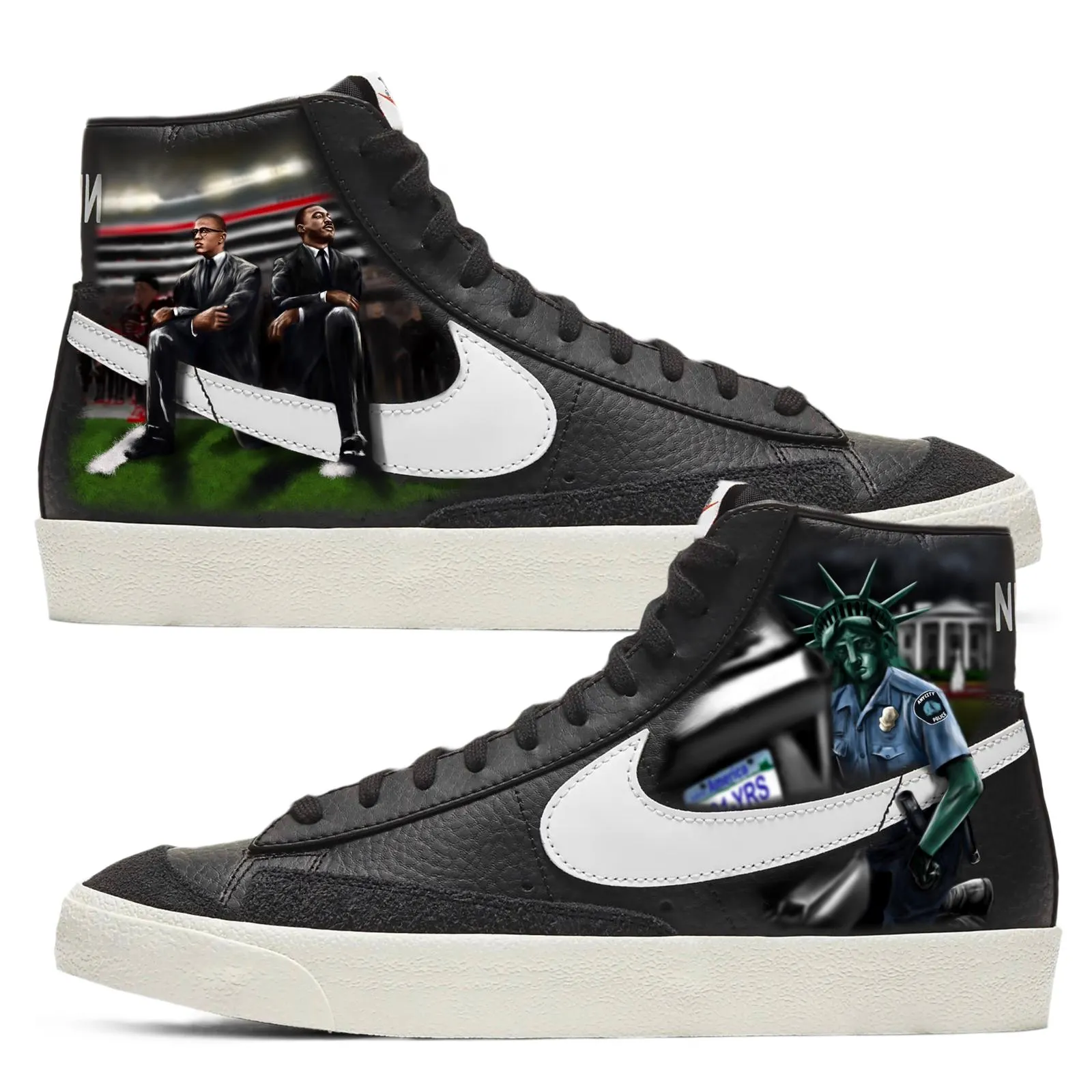 Nike Blazer Mid Sneakers | Black & White | "Kneel on Purpose"