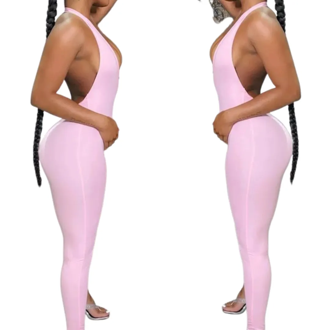 One piece v-neck jumpsuit