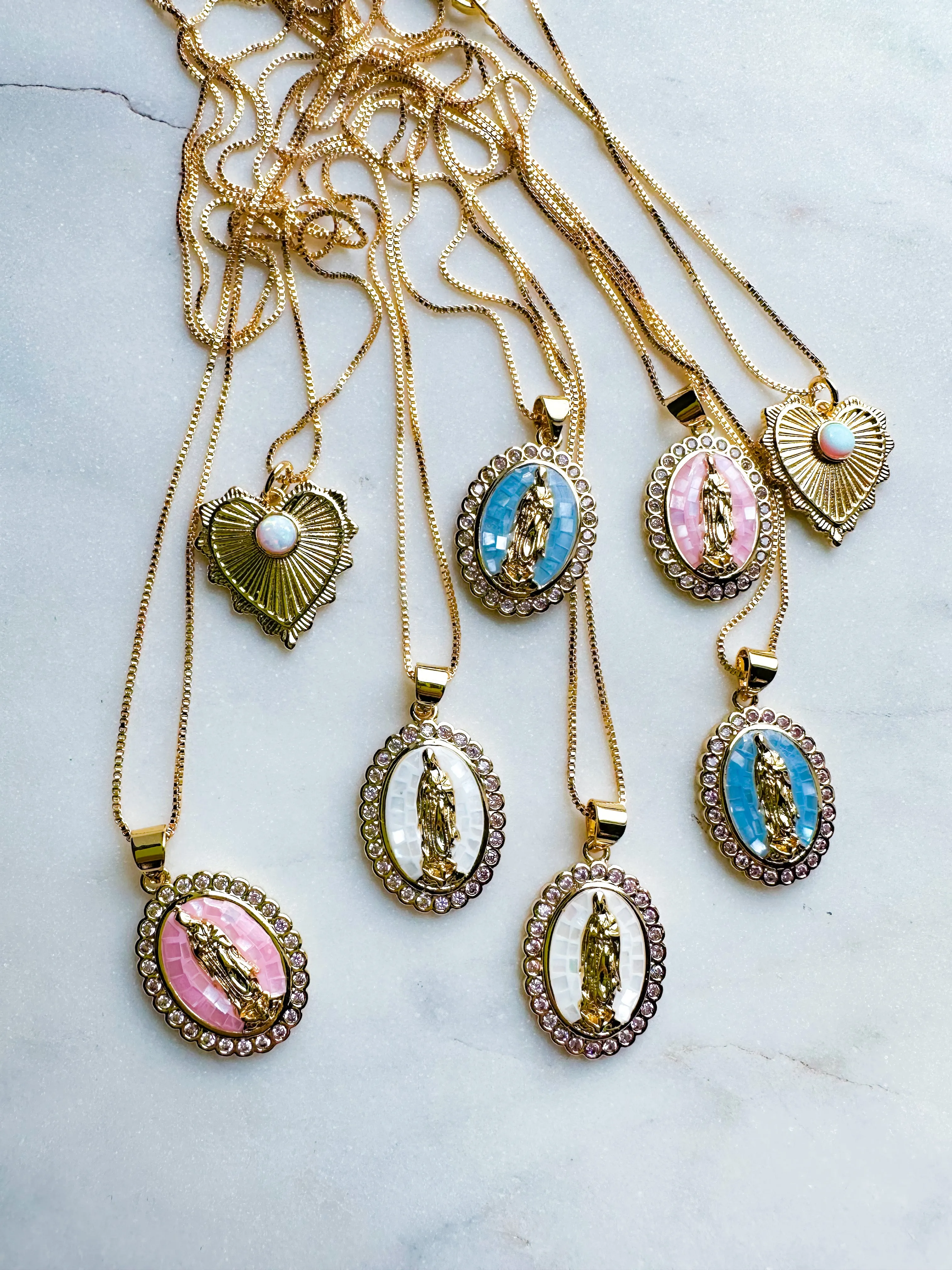 Opal Mary Necklaces