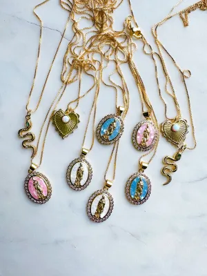 Opal Mary Necklaces