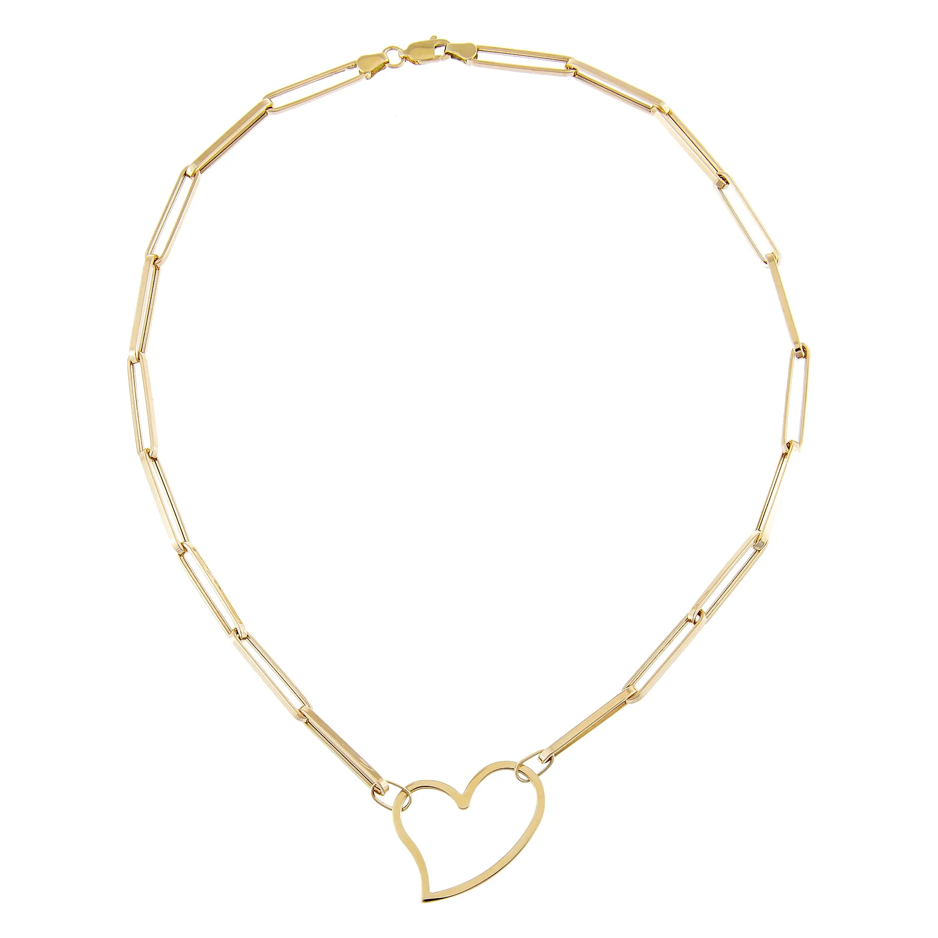 Open Heart Link Necklace 14K