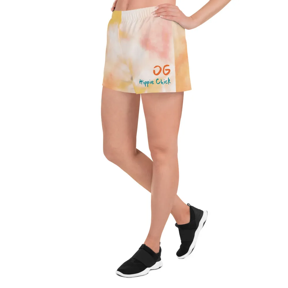 Orange Tie Dye Women's Athletic Shorts