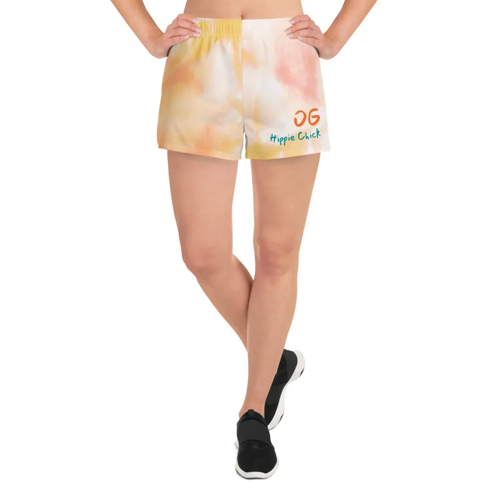 Orange Tie Dye Women's Athletic Shorts
