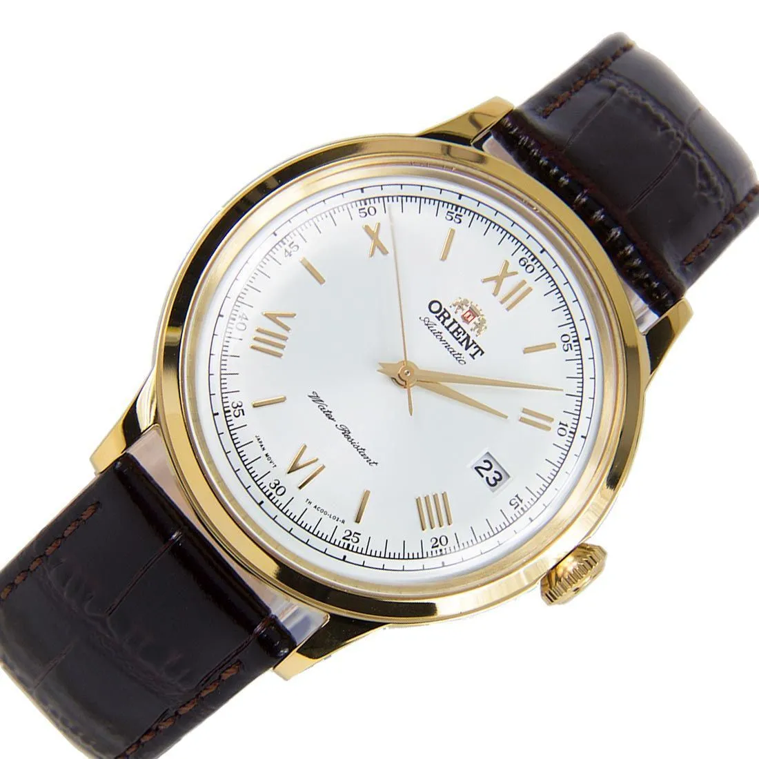 Orient FAC00007W0 AC00007W Bambino Gold Case Leather Band Watch