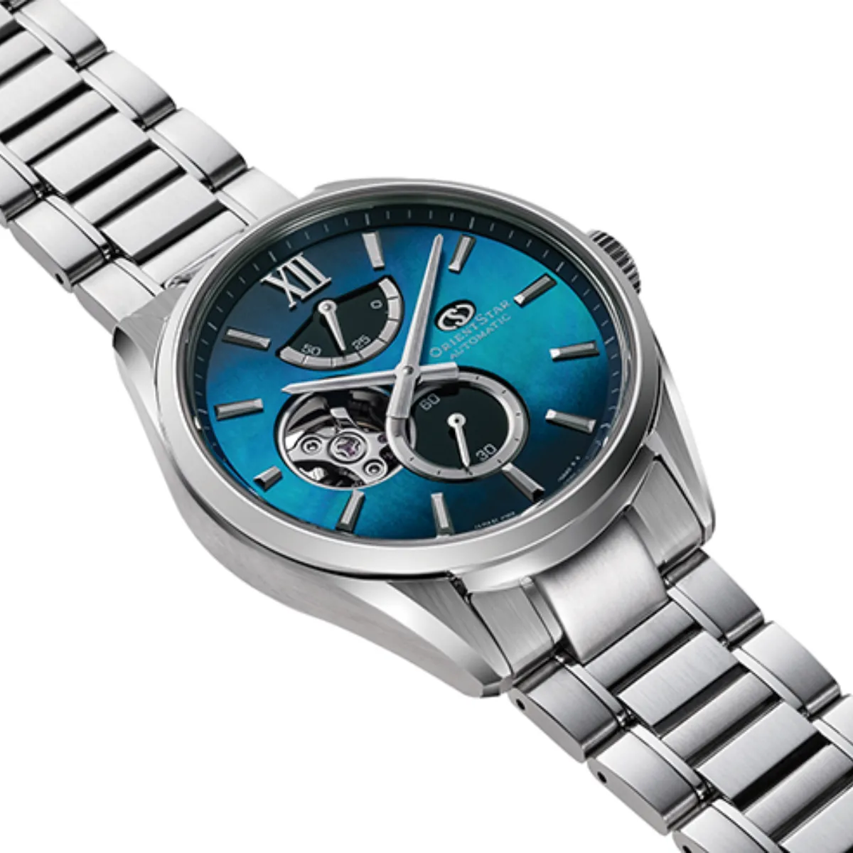 Orient Star RE-BY0004A M34 F7 Semi Skeleton Blue Dial Mother of Pearl Watch