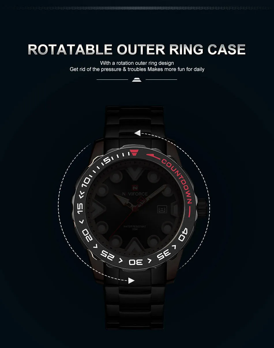 Original NAVIFORCE Stylish Waterproof Quartz Watch for Men | NF 49