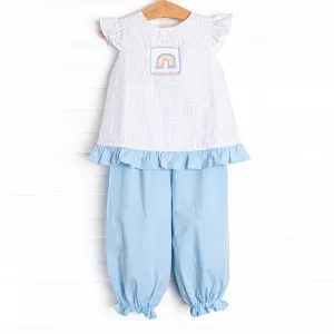 Over the Rainbow Smocked Pant Set, Blue