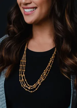 PANACHE - Tan Beaded Multi-Strand Necklace
