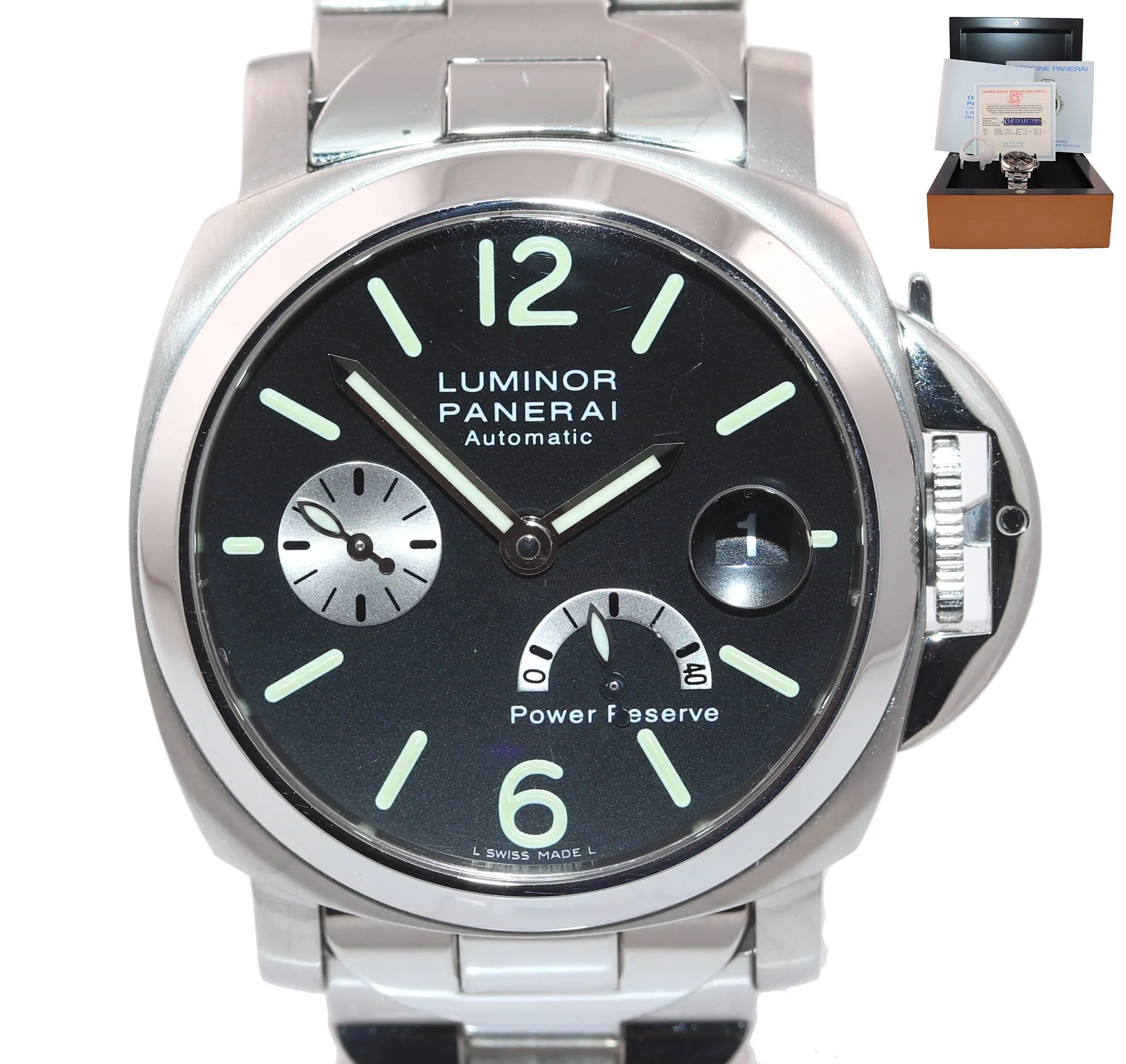PAPERS MINT Panerai PAM 126 Luminor Stainless Automatic 40MM Watch Steel Box