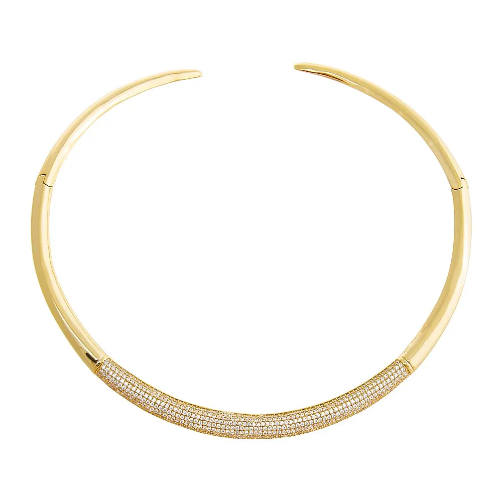 Pave Accented Graduated Collar Choker Necklace