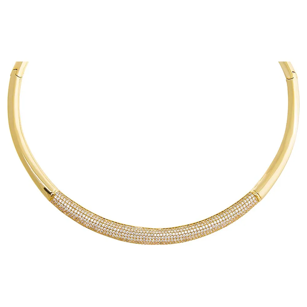 Pave Accented Graduated Collar Choker Necklace