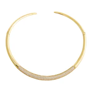 Pave Accented Graduated Collar Choker Necklace