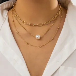 Pearl & 18K Gold-Plated Pendant Necklace Set