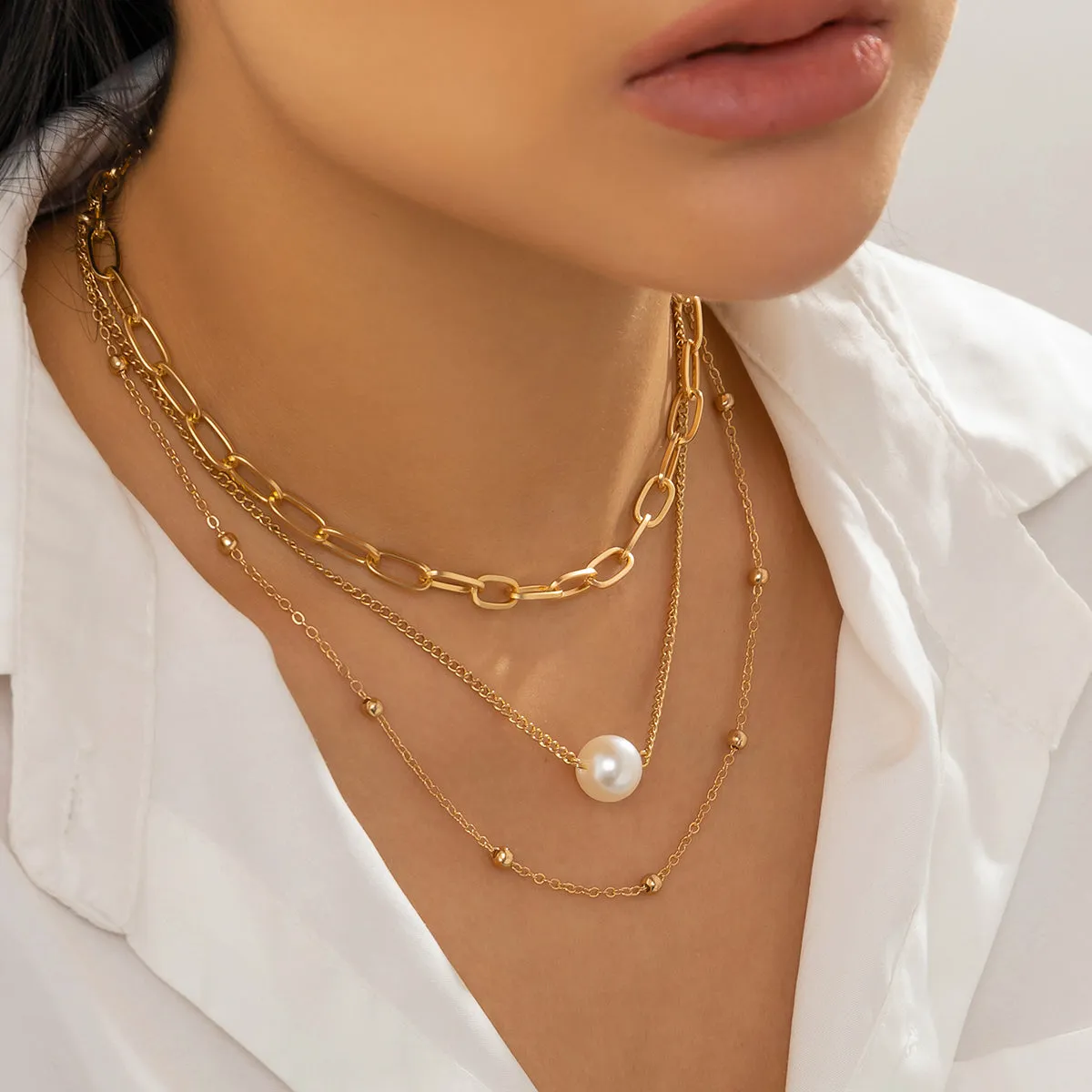 Pearl & 18K Gold-Plated Pendant Necklace Set