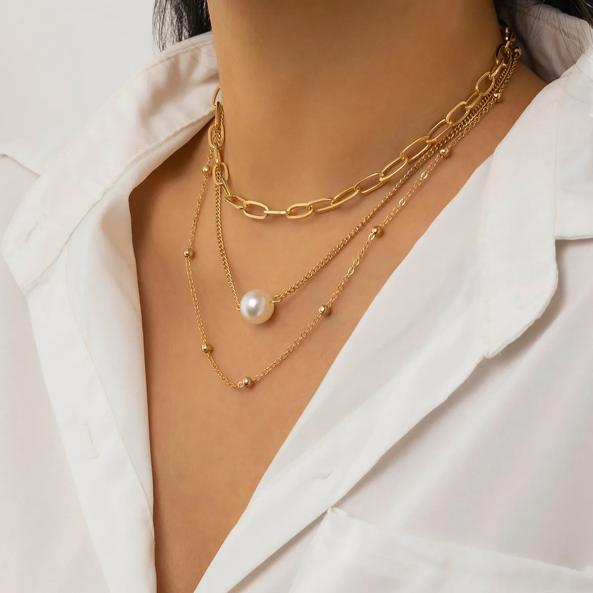 Pearl & 18K Gold-Plated Pendant Necklace Set