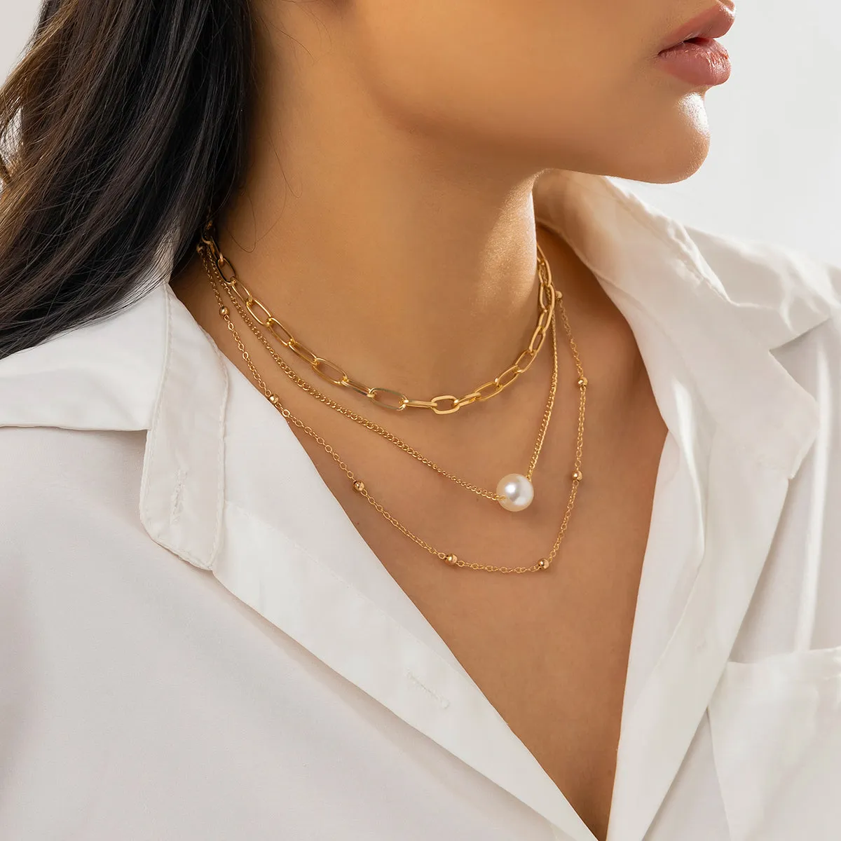 Pearl & 18K Gold-Plated Pendant Necklace Set