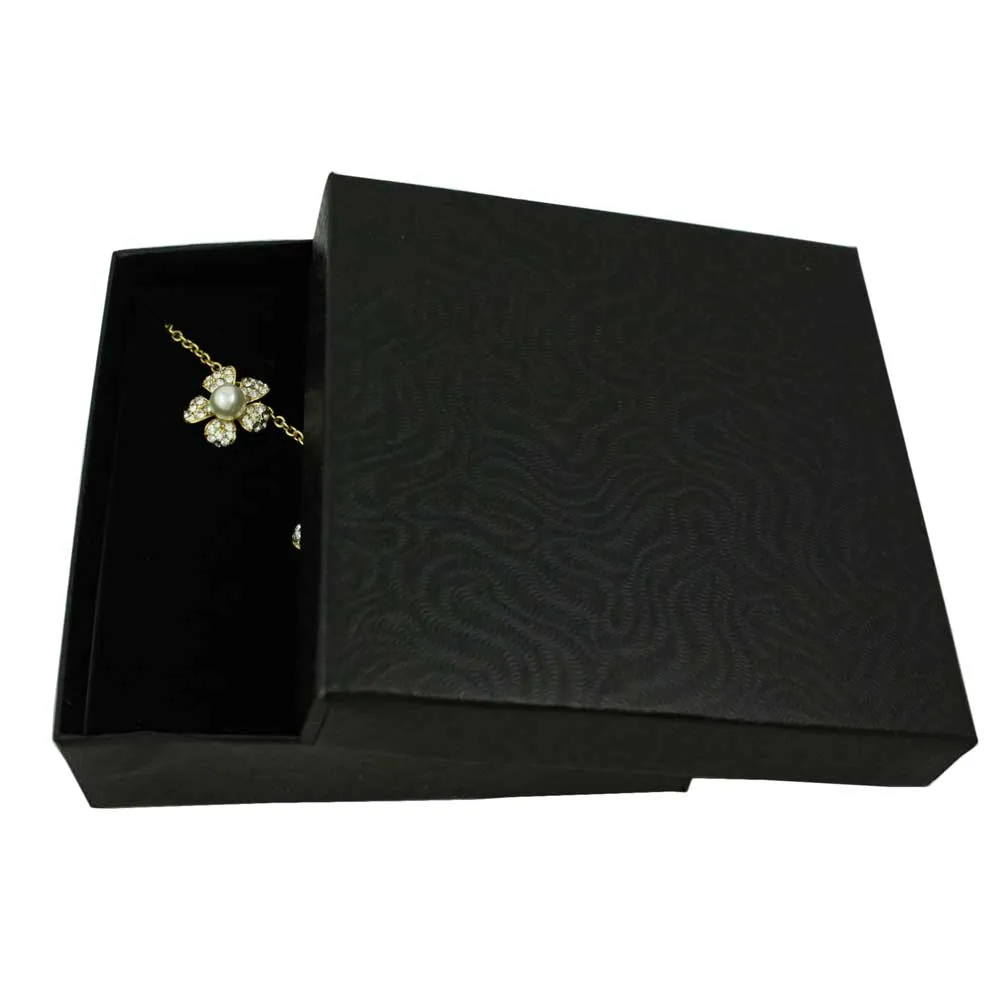 Pearl and Crystal Flower Necklace and Earring Jewelry Gift Set - PT408BS