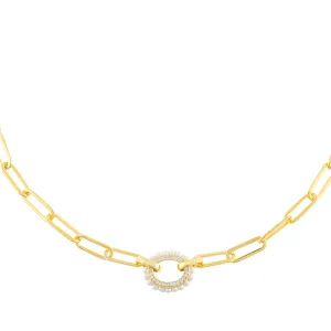 Pearl X CZ Oval Link Choker