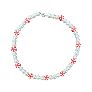Pearls with Peppermint Candy Beaded Necklace