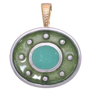 Pendant- Chrysoprase and Diamond (Enamel)