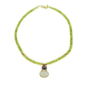 Peridot and Kyanite and Chalcedony Necklace