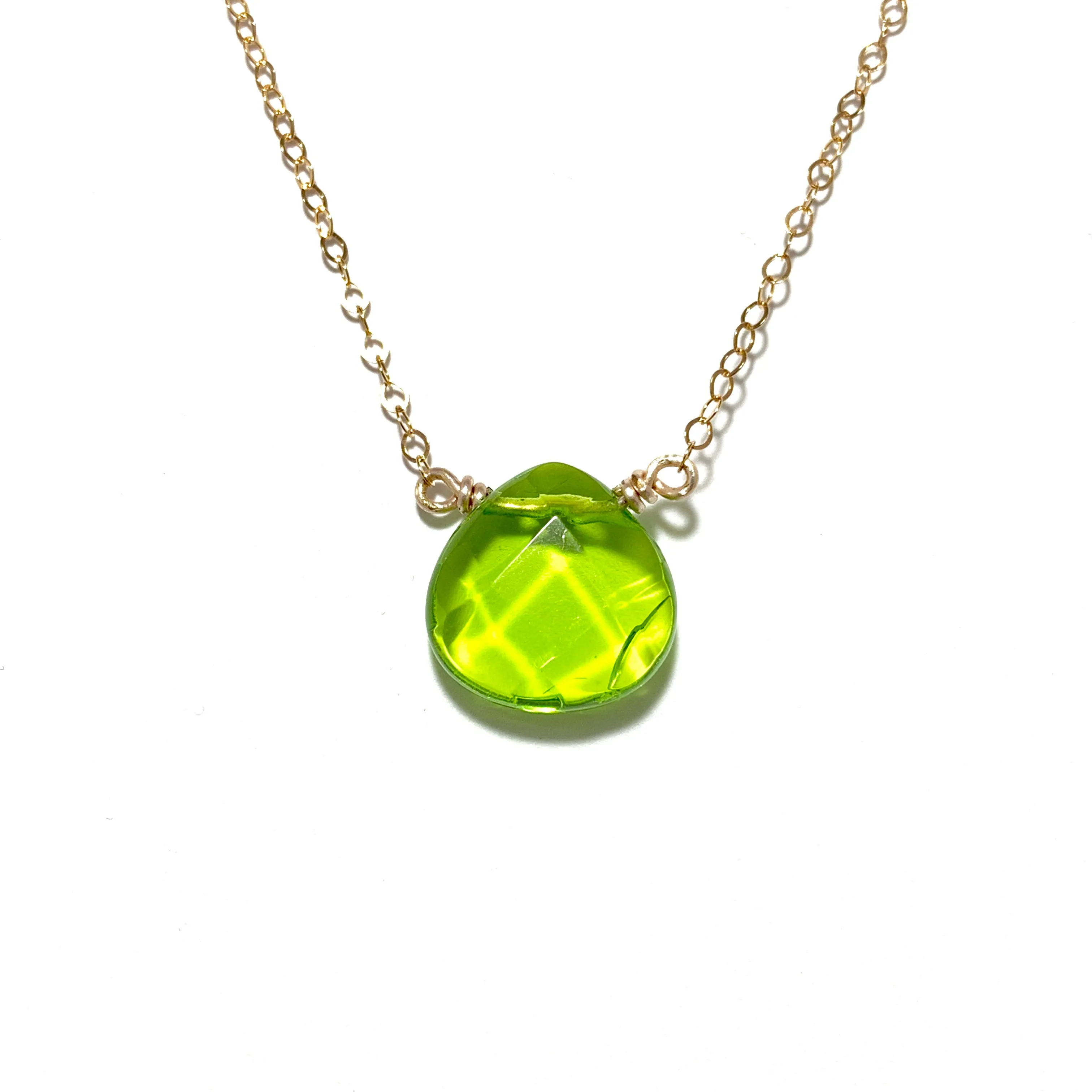 Peridot Droplet Chain Necklace