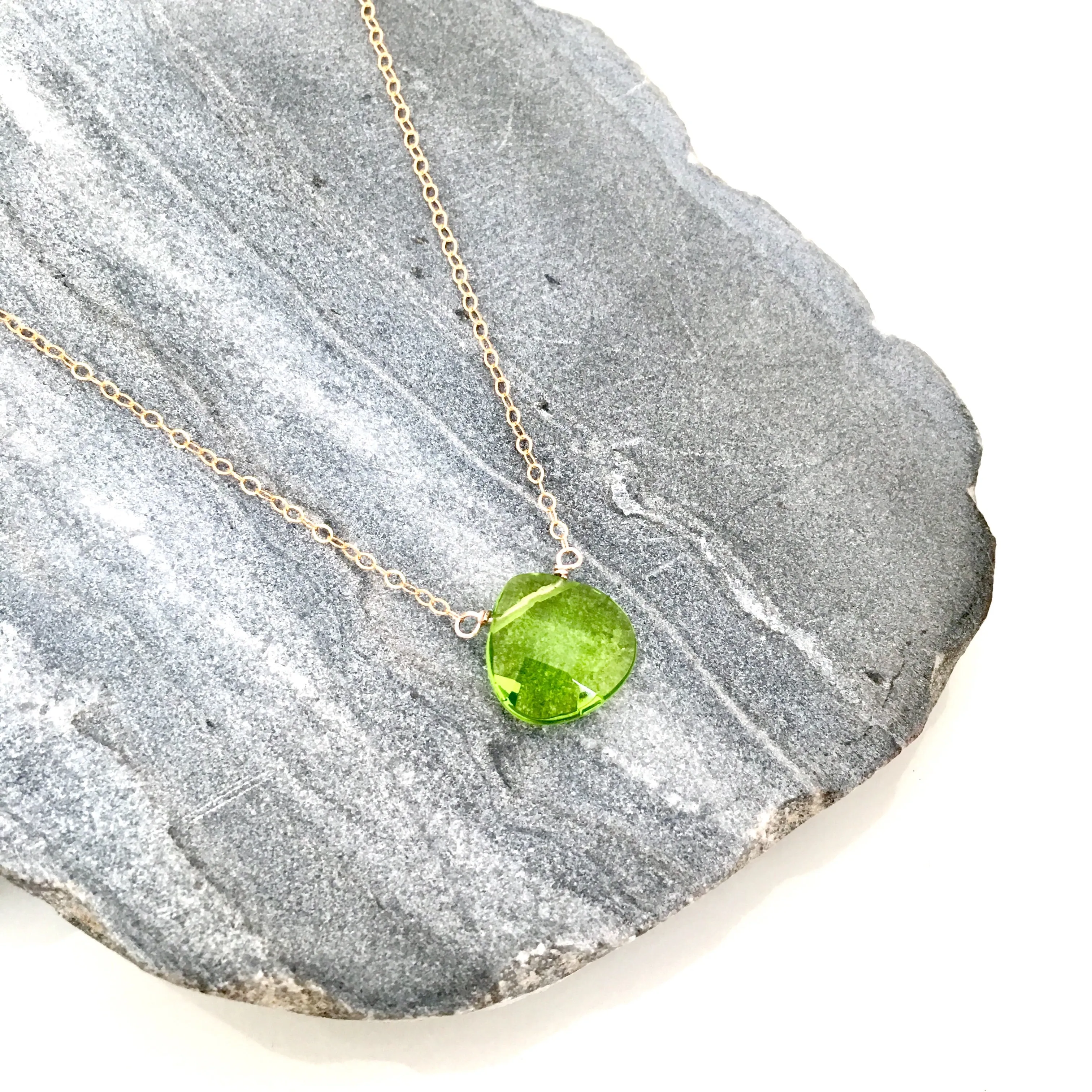Peridot Droplet Chain Necklace