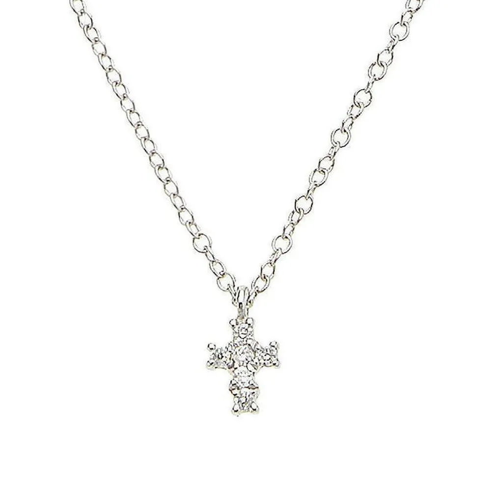 Petite Cross Necklace white Gold