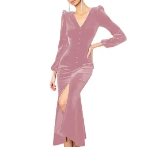 Pink Button Down Midi Dress