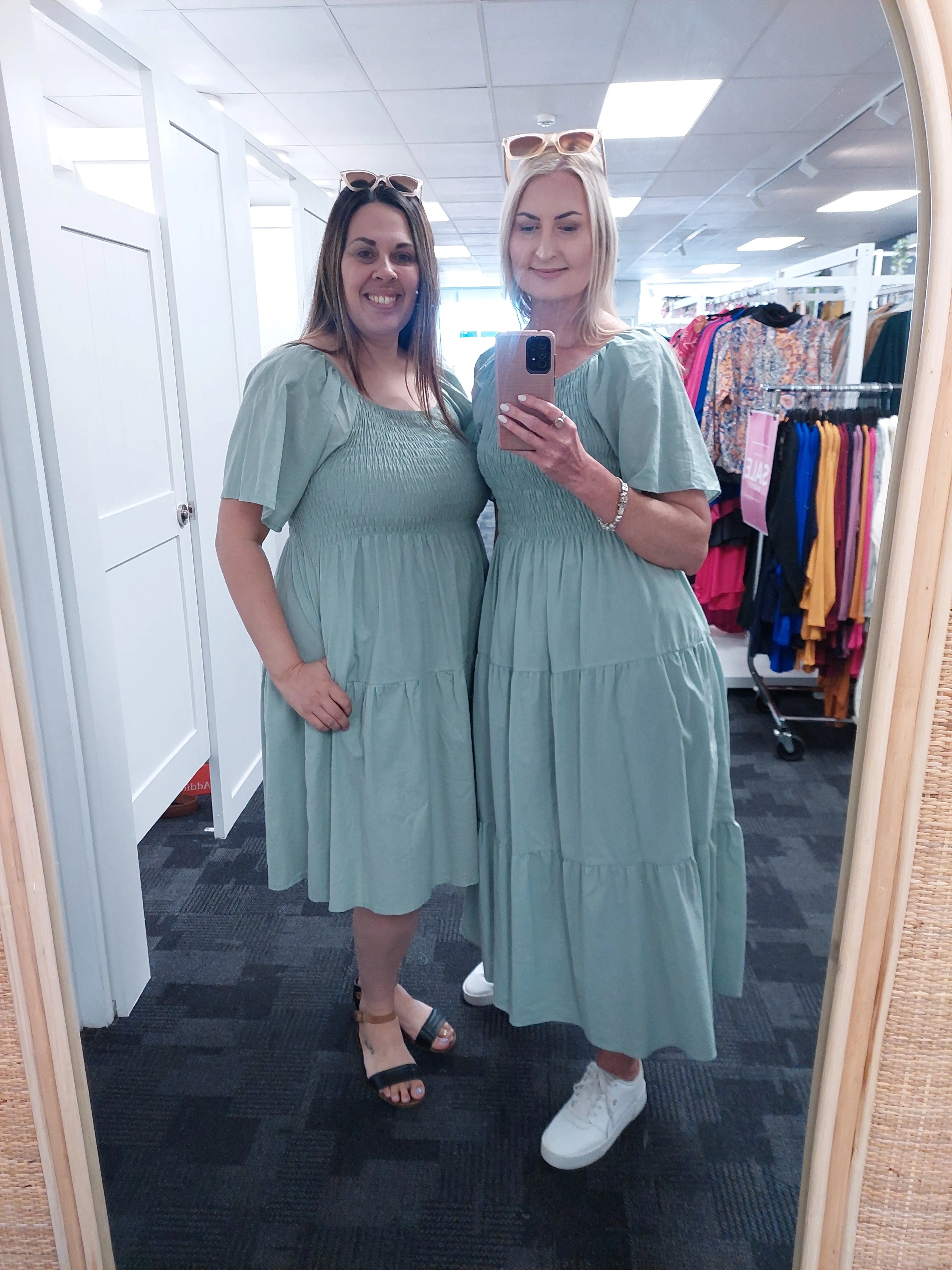 Plain Shirred Bust Louisa Dress - Green